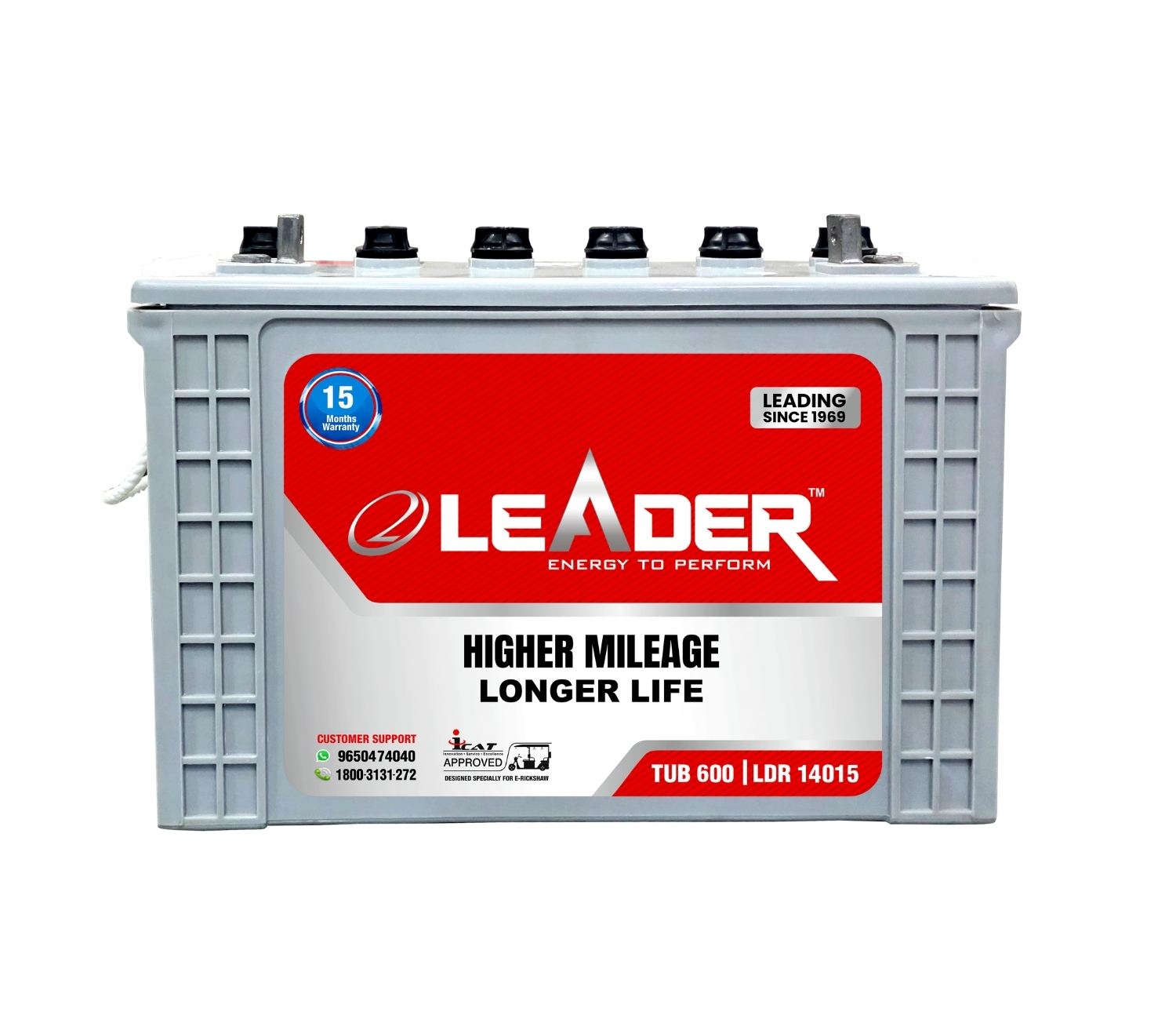 Leader E rickshaw Battery TUB 600 | LDR 14015 | 15 Month Warranty